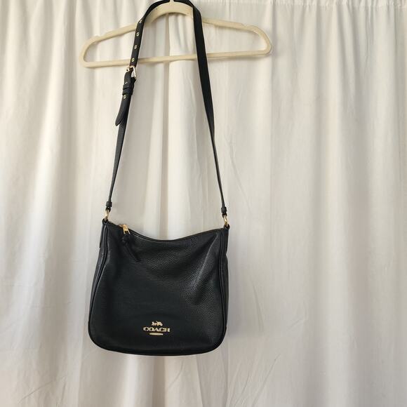 Coach Ellie Refined Pebble Leather File Shoulder Bag/Crossbody Black / Gold - Picture 2 of 12